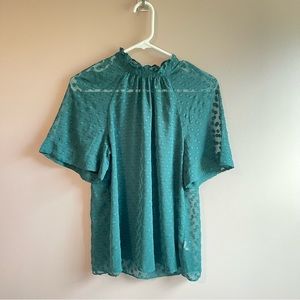 Feather bone sheer polka dot top size 6